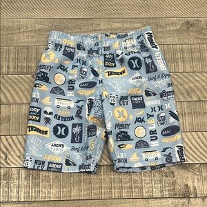 Hurley Gray and Yellow Nautical Print Shorts